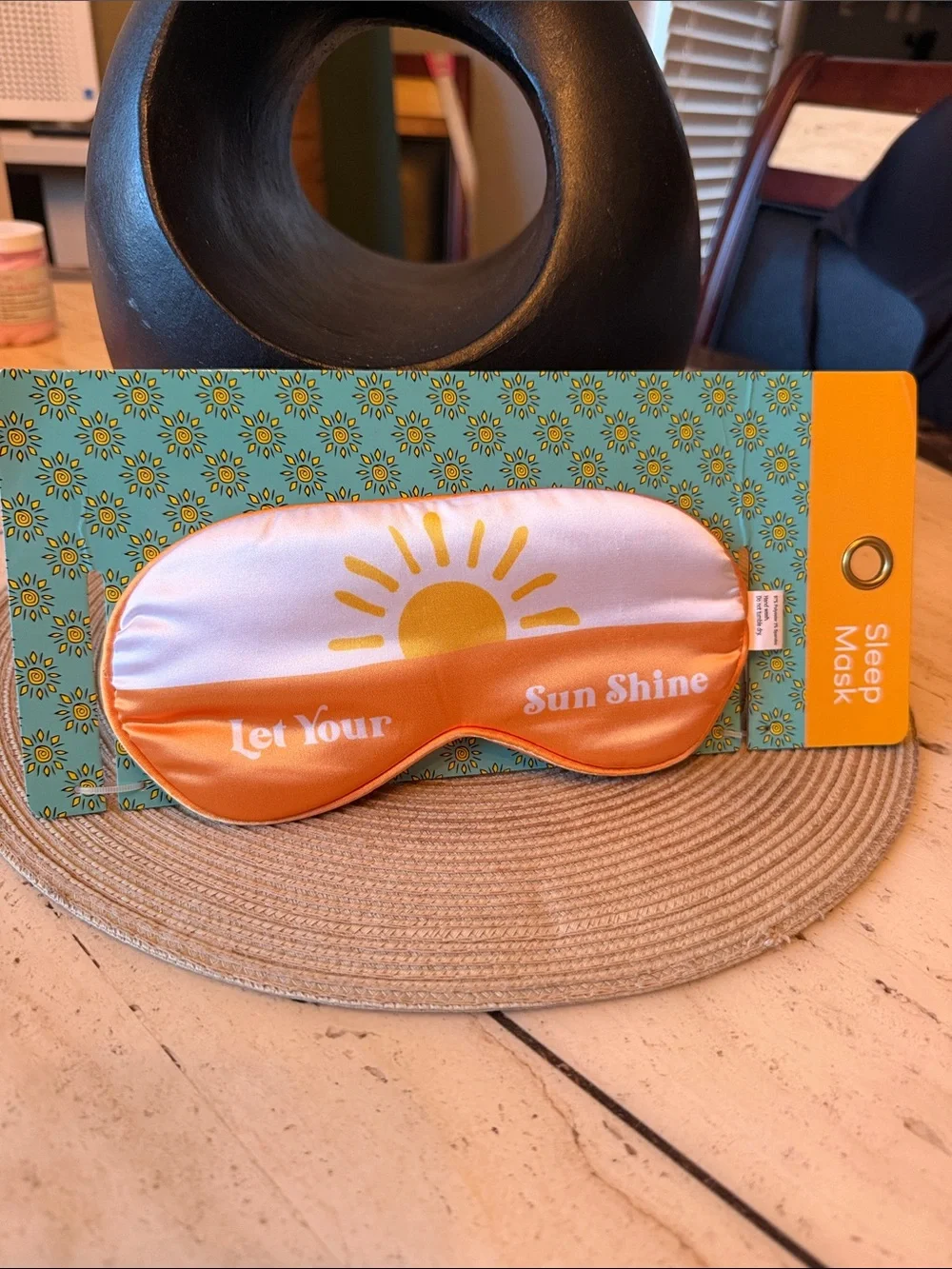 NWT Sunshine Polyester Satin Sleep Mask in Orange and White